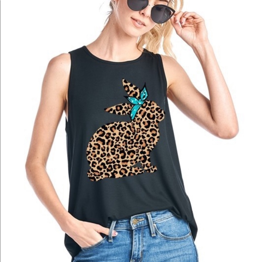 Leopard bunny rabbit graphic top tank